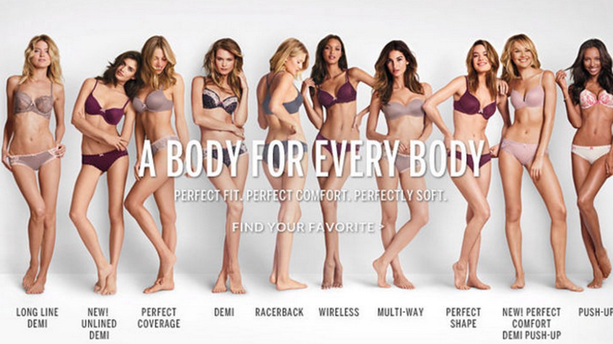 Victorias Secret annons som representerar "alla" kroppstyper...